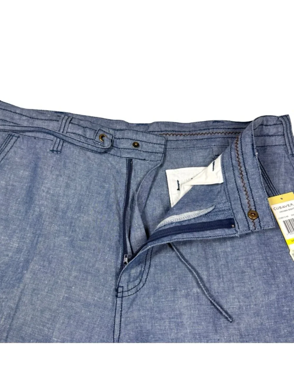 New Cubavera Linen Blend Relaxed Drawstring Pants M 32-34 Chambray Breezy